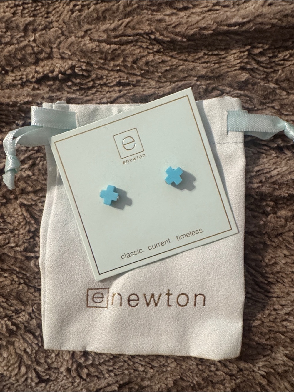 NWT - enewton Light Blue Cross Stud Earrings
